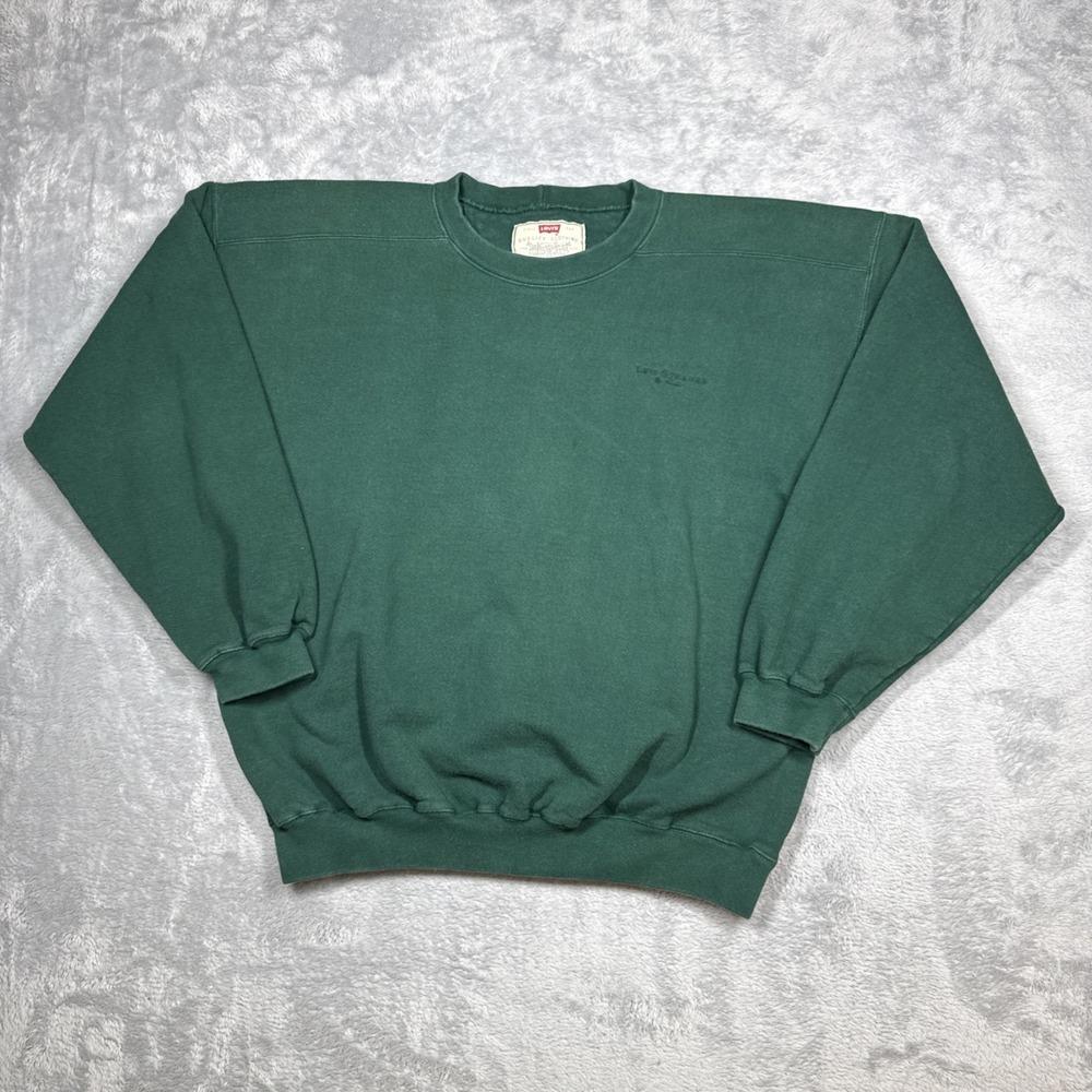 Vintage Levi's Crewneck Sweatshirt Men Size L Green Long Sleeve Faded USA